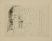 Le Chef d'Oeuvre Inconnu - Peintre avec Deux Modeles Regardant une Toile