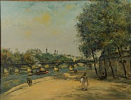 Jean François Raffaëlli - L'Institut de France et le Pont des Arts (Paintings) h: 21.4 x w: 28.6 in / h: 54.4 x w: 72.6 cm
