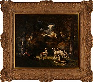 Narcisse Virgile Diaz de la Peña - Rest from the Hunt (Paintings) h: 21.4 x w: 25.8 in / h: 54.4 x w: 65.5 cm