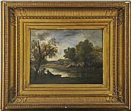 Narcisse Virgile Diaz de la Peña - Deux Personnages au bord de l'eau (Two Bathers on the Water's Edge) (Paintings) h: 13 x w: 16 in / h: 33 x w: 40.6 cm