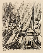 Lyonel Feininger - Church of Gelmeroda (Works on Paper (Drawings, Watercolors etc.)) h: 11.9 x w: 9.4 in / h: 30.2 x w: 23.9 cm