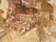 William Russell Flint - A Farm at Les Baux, Provence h: 16.5 x w: 20.5 in / h: 41.9 x w: 52.1 cm