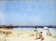 William Russell Flint - A Blue Day, Bamburgh (Works on Paper (Drawings, Watercolors etc.))