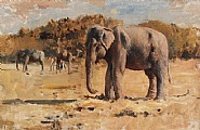 Edwin Lord Weeks - Elephants of Bekanir (Paintings) h: 13 x w: 20 in / h: 33 x w: 50.8 cm