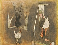 Wifredo Lam - Oiseau et Personnage (Paintings) h: 65 x w: 81 cm / h: 25.6 x w: 31.9 in