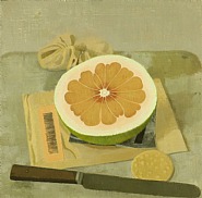 Pummelo with Scrunchie, Knife and Rice Cracker