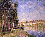 Alfred Sisley - Aux Bords de la Seine (Paintings) h: 18 x w: 21.8 in / h: 45.7 x w: 55.4 cm