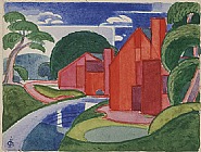 Oscar Florianus Bluemner - Tars, Azlo “Flach” Soho Fat Mill (Works on Paper (Drawings, Watercolors etc.)) h: 3.9 x w: 5 in / h: 9.9 x w: 12.7 cm