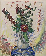 Alfred Henry Maurer - Flowers: In White Pitcher (Works on Paper (Drawings, Watercolors etc.)) h: 22.9 x w: 18.1 in / h: 58.2 x w: 46 cm