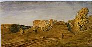 Paul Huet - Roman Countryside (Works on Paper (Drawings, Watercolors etc.))