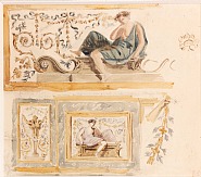 Eugène Delacroix - Study for the Decoration of the Dining Room at Talma h: 8.9 x w: 10.2 in / h: 22.6 x w: 25.9 cm