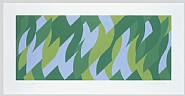 Bridget Riley - 1st Revision April 13, 2001 Greens and Blues Study (Works on Paper (Drawings, Watercolors etc.)) h: 17.9 x w: 34.8 in / h: 45.5 x w: 88.4 cm
