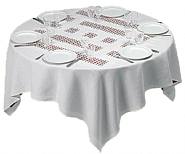 Daniel Buren - Photo-souvenir : Unique Tablecloth with Laser-Cut Lace (Object to Be Situated on Table), édition, (Installations) h: 71 x w: 71 in / h: 180.3 x w: 180.3 cm