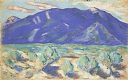 Marsden Hartley - Blue Mountain, New Mexico (Works on Paper (Drawings, Watercolors etc.)) h: 17 x w: 27.5 in / h: 43.2 x w: 69.8 cm