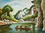 Thomas Hart Benton - Buffalo River (Canoe with Three Men), 1973
