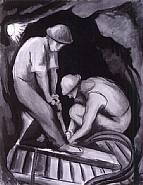 Diego Rivera - Miners (Works on Paper (Drawings, Watercolors etc.)) h: 25 x w: 19.5 in / h: 63.5 x w: 49.5 cm