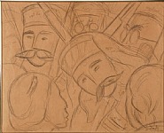 Diego Rivera - Coroneles (Works on Paper (Drawings, Watercolors etc.)) h: 18.8 x w: 23 in / h: 47.8 x w: 58.4 cm