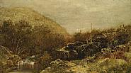 Ralph Albert Blakelock - Fall Landscape, Catskills, with Hikers (Paintings) h: 18.5 x w: 32.8 in / h: 47 x w: 83.3 cm