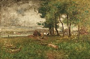 George Inness - Etretat, Normandy, France (Paintings) h: 30 x w: 45 in / h: 76.2 x w: 114.3 cm
