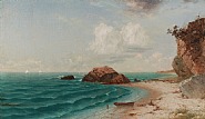 John Frederick Kensett - New England Coastal Scene with Figures (Paintings) h: 14.2 x w: 24.2 in / h: 36.1 x w: 61.5 cm