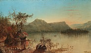 Ralph Albert Blakelock - Canoeing in the Adirondacks (Paintings) h: 21.1 x w: 36.1 in / h: 53.6 x w: 91.7 cm