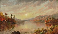 Jasper Francis Cropsey - Autumn Lake (Paintings) h: 12.5 x w: 20.5 in / h: 31.8 x w: 52.1 cm