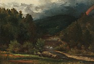 George Inness - The Rainbow (Paintings) h: 9.3 x w: 13.2 in / h: 23.6 x w: 33.5 cm