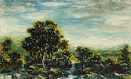 Ralph Albert Blakelock - Golden Valley (Paintings) h: 5.5 x w: 9 in / h: 14 x w: 22.9 cm
