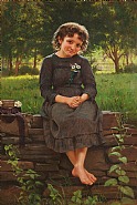 John George Brown - Daisy (Paintings) h: 30.2 x w: 20.3 in / h: 76.7 x w: 51.6 cm