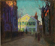 Paul Cornoyer - The Street Beyond (Gloucester, Massachusetts) (Paintings) h: 22.1 x w: 27.1 in / h: 56.1 x w: 68.8 cm