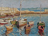 Guy Carleton Wiggins - The Anchorage, Pigeon Cove, Afternoon Light (Paintings) h: 12 x w: 16 in / h: 30.5 x w: 40.6 cm