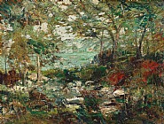 Ernest Lawson - Trees and Rocks (Paintings) h: 7.9 x w: 10.3 in / h: 20.1 x w: 26.2 cm