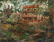 Ernest Lawson - Red House, Sound Beach (Paintings) h: 7.9 x w: 10.1 in / h: 20.1 x w: 25.7 cm