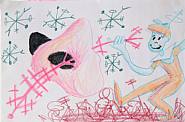 Kenny Scharf - Elroy and Stick (Works on Paper (Drawings, Watercolors etc.)) h: 12 x w: 18 in / h: 30.5 x w: 45.7 cm