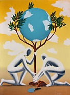 Mark Kostabi - Give Leaves a Chance (Prints and Multiples) h: 39.5 x w: 29.5 in / h: 100.3 x w: 74.9 cm