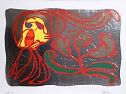 Karel Appel - Floating Silver Passion (Mixed Media) h: 29.5 x w: 39.5 in / h: 74.9 x w: 100.3 cm