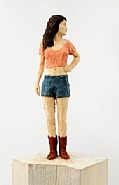 Stephan Balkenhol - Ohne Titel (Shorts) (Sculptures) h: 168 x w: 24.5 x d: 26 cm / h: 66.1 x w: 9.6 x d: 10.2 in