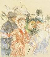 Pierre-Auguste Renoir - Sur le Boulevard (Works on Paper (Drawings, Watercolors etc.)) h: 22.5 x w: 18.5 in / h: 57.2 x w: 47 cm