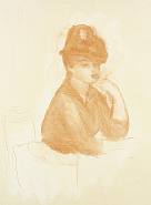 Pierre-Auguste Renoir - Femme accoudée (Works on Paper (Drawings, Watercolors etc.)) h: 24.8 x w: 19.1 in / h: 63 x w: 48.5 cm