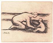 Henry Moore - Mother and Child A (Works on Paper (Drawings, Watercolors etc.)) h: 12.8 x w: 15 in / h: 32.5 x w: 38.1 cm