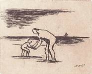 Henry Moore - Mother and Child B (Works on Paper (Drawings, Watercolors etc.)) h: 12.8 x w: 15 in / h: 32.5 x w: 38.1 cm
