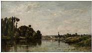 Charles François Daubigny - Les Bords de lOise (Paintings) h: 15.1 x w: 26.4 in / h: 38.4 x w: 67.1 cm