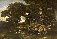 Charles Émile Jacque - SHEPHERD AND HIS FLOCK (Paintings)