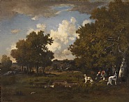 Narcisse Virgile Diaz de la Peña - Boy with four spaniels, Fontainebleau Forest (Paintings)