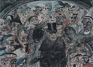 James Ensor - Masques nous sommes - Masks we are (Works on Paper (Drawings, Watercolors etc.)) h: 21.7 x w: 29.5 cm / h: 8.5 x w: 11.6 in