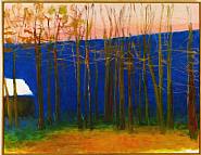 Wolf Kahn - Below a Blue Rise I (Paintings) h: 40 x w: 52 in / h: 101.6 x w: 132.1 cm