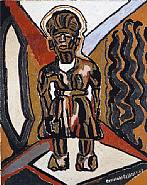 Beauford Delaney - Makonde Figure (Paintings) h: 20 x w: 16 in / h: 50.8 x w: 40.6 cm