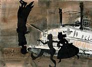 Kara Walker - American Primatives, They Say Water Represents the Subconscious in Dreams (Paintings) h: 8 x w: 11 in / h: 20.3 x w: 27.9 cm