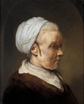 Study of an elderly woman in a white cap