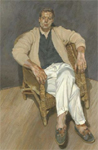Man in a string chair